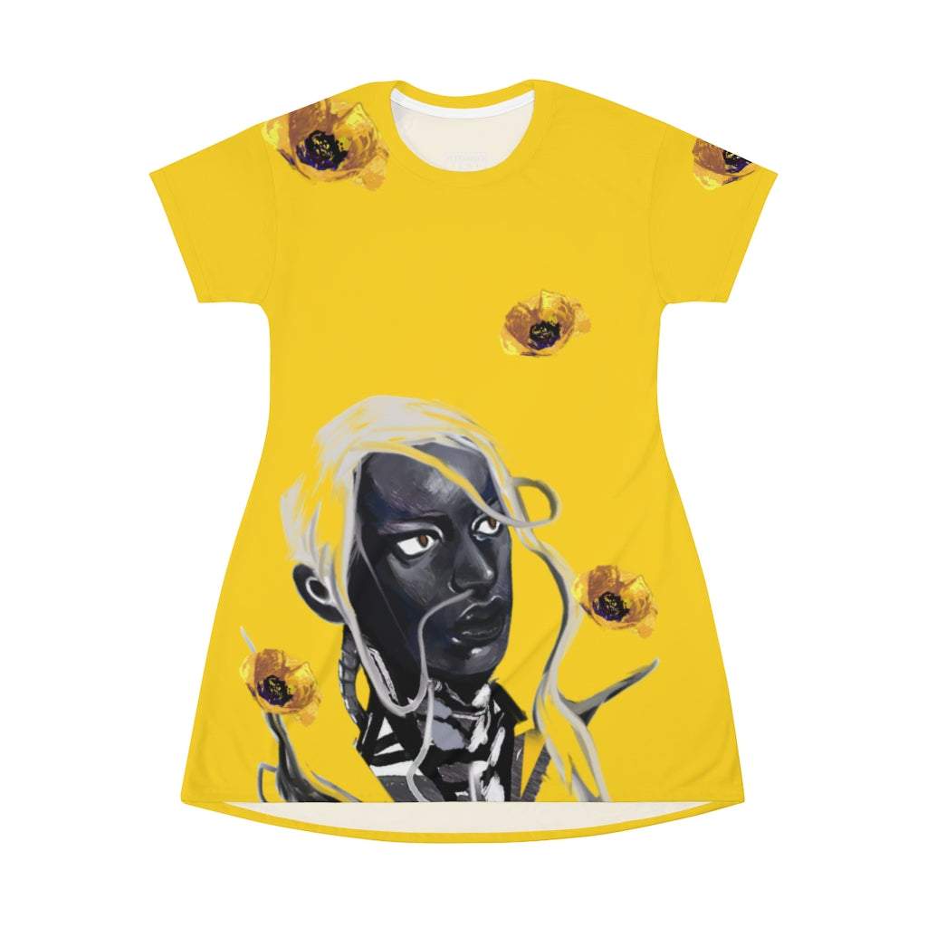 CONSTELIS VOSS Truthsayer Marigold All Over Print T-Shirt Dress by CONSTELIS VOSS