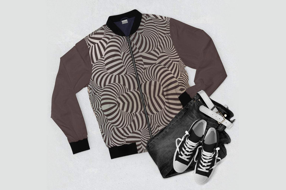 Brown Trippy 3D Anime Prince Men's AOP Bomber Jacket by CONSTELIS VOSS