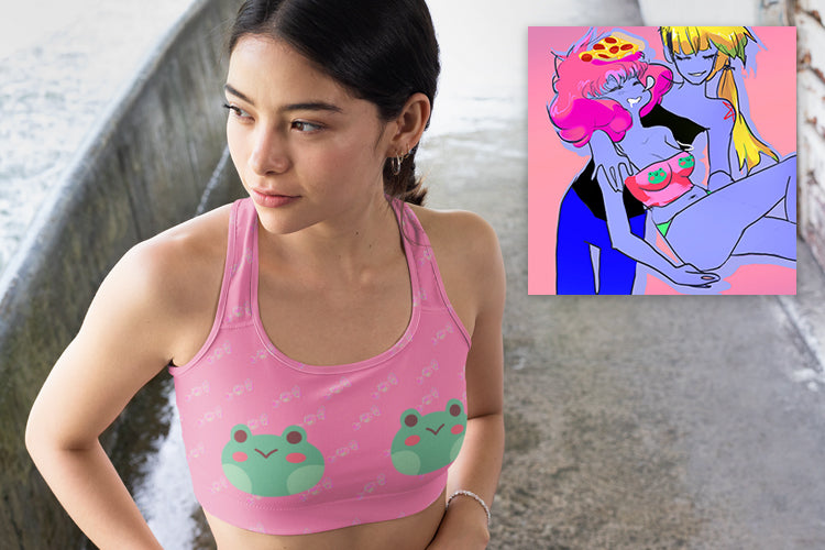 Livvie Frog Seamless Bra Pink Crop Top