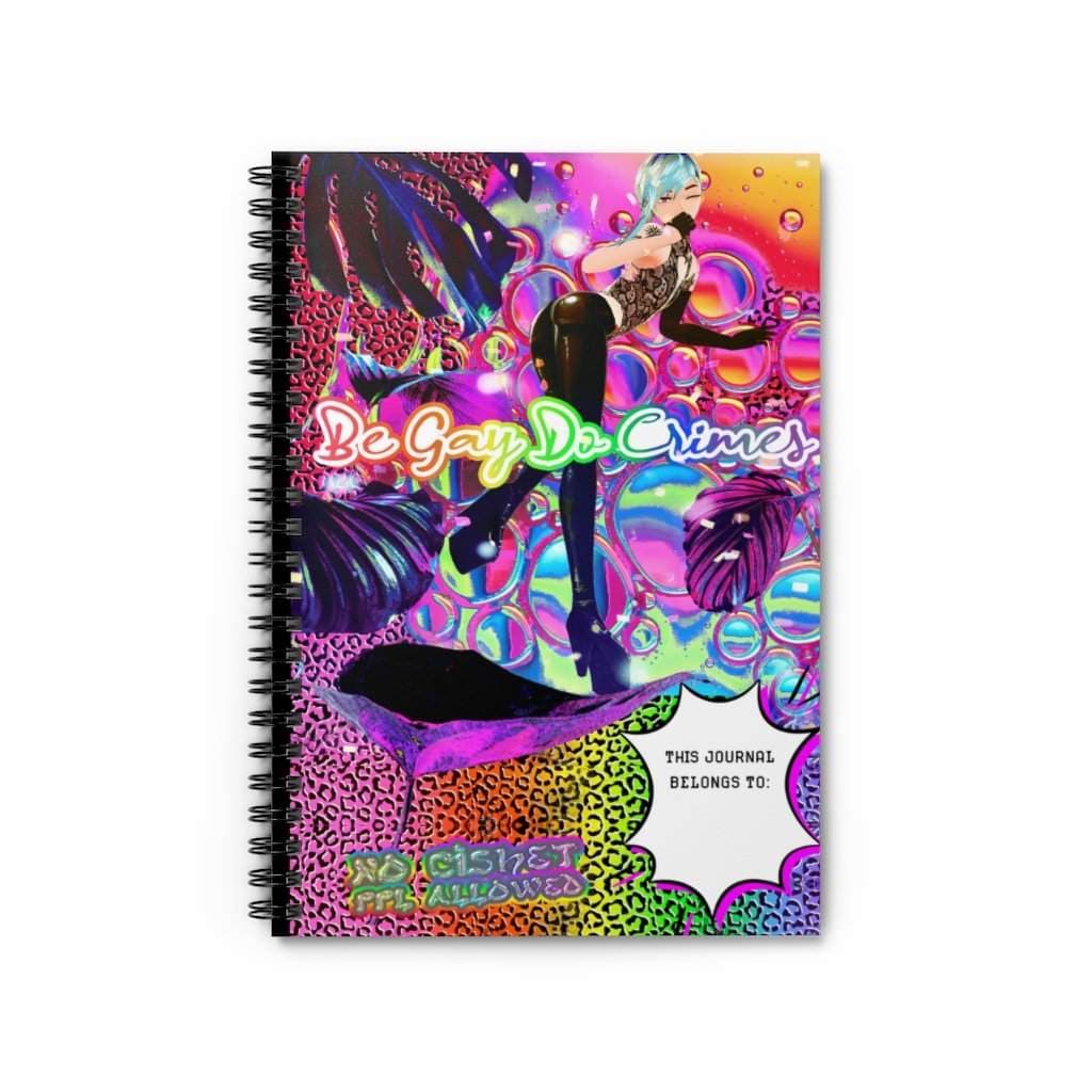 Lisa Frank Inspired "Be Gay Do Crimes" Rainbow Spiral Notebook - Ruled Line by CONSTELIS VOSS