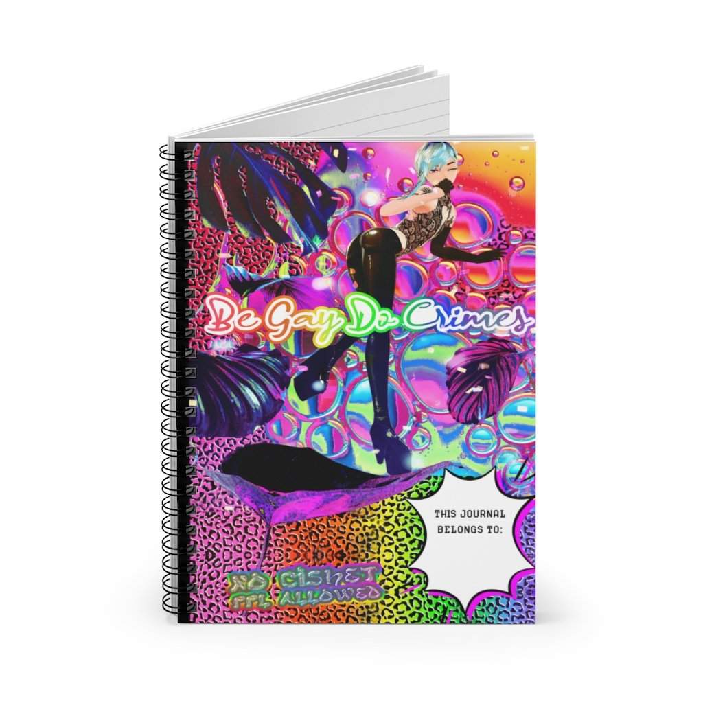 Lisa Frank Inspired CONSTELIS VOSS "Be Gay Do Crimes" Rainbow Spiral Notebook - Ruled Line by CONSTELIS VOSS