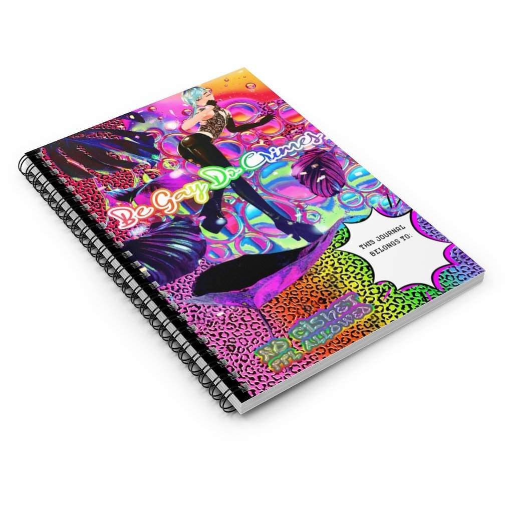Lisa Frank Inspired "Be Gay Do Crimes" Rainbow Spiral Notebook - Ruled Line by CONSTELIS VOSS