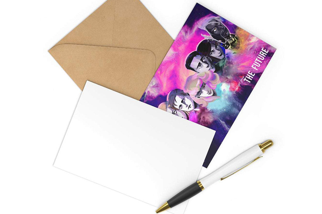 Greetings From The Future Postcard-Printify-Card,Christmas,Home & Living,Merch,Paper,Post cards,Postcards,Seasonal Items,Stationery,Valentine's Day promotion