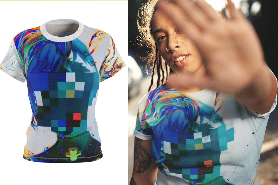 Cyberpunk Reckoner Glitch Anime T-Shirt-Printify-All Over Print,AOP Clothing,Crew neck,Made in USA,Merch,Regular fit,Sublimation,T-shirts,Women's Clothing