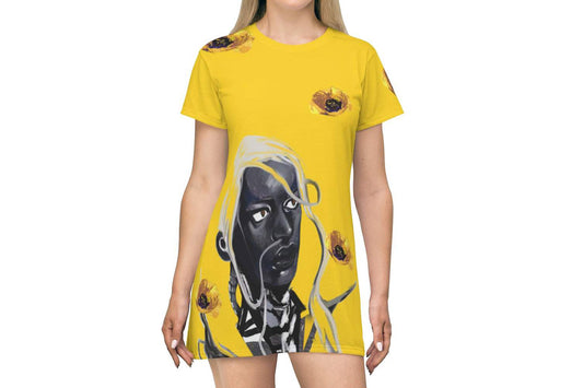 CONSTELIS VOSS Truthsayer Marigold All Over Print T-Shirt Dress